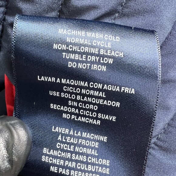 Tommy Hilfiger Women M Puffer Hooded Jacket Branded Strip Down Sleeves Flag Logo - Picture 15 of 16